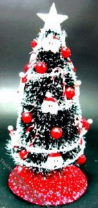 (image for) Miniature Christmas Tree with Trimming and Santa Ornaments