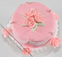 (image for) Dollhouse Scale Model Pink Draped Lace Cake w/Pink Roses