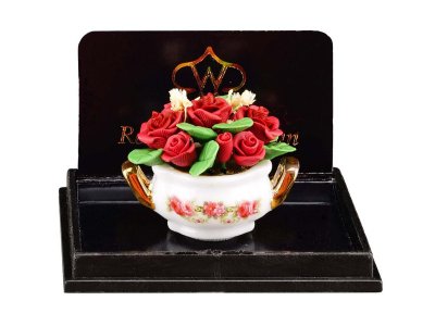 (image for) Porcelain Bowl with Red Rose Bouquet