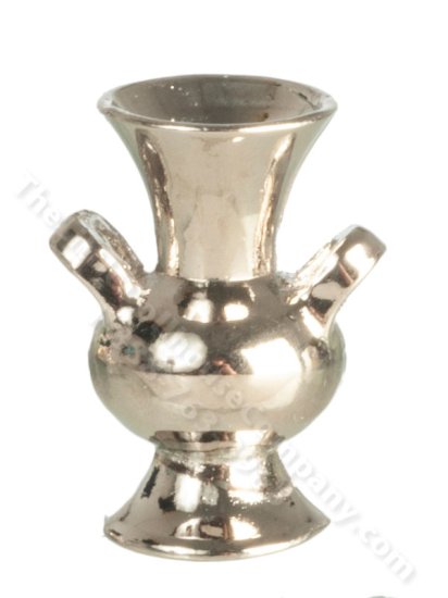 (image for) Miniature Silver Hurricane Vase with Handles for Dollhouses