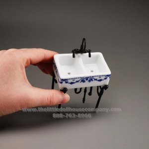(image for) Miniature Small Kitchen Sink - Blue Bow Design