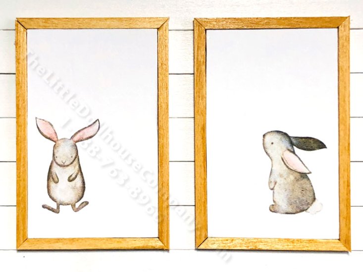 (image for) Miniature Pair of Framed Bunny Prints