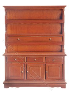 (image for) Miniature Walnut Hutch for Dollhouses