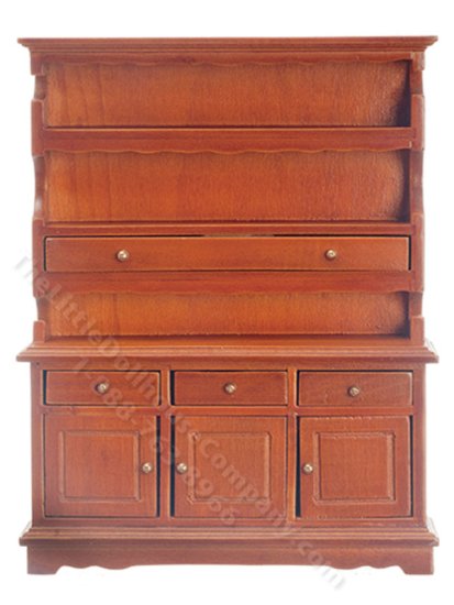 (image for) Miniature Walnut Hutch for Dollhouses