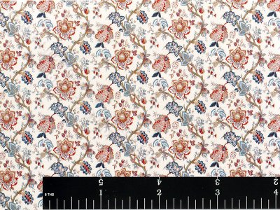 (image for) Dollhouse Scale Model Blue Floral Paisley Wallpaper