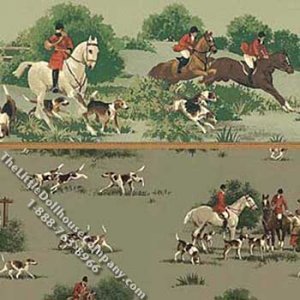 (image for) Fox Hunt Print Pattern Miniature Wallpaper for Dollhouses