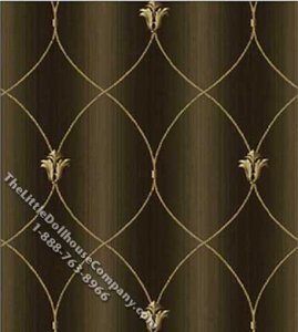 (image for) Black Satin Grillwork Pattern Miniature Wallpaper for Dollhouses