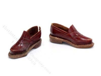 (image for) Miniature Brown Leather Loafers for Dollhouses