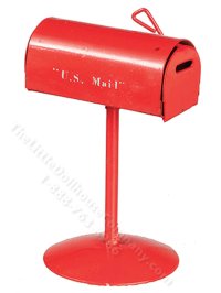 (image for) Miniature Red Metal Mailbox for Dollhouses
