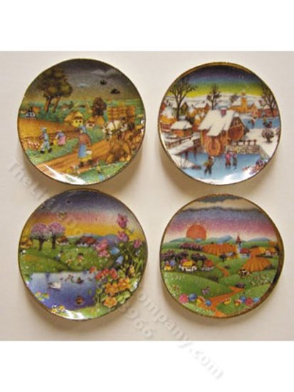 (image for) Miniature Decorative Seasons Plate Set By Barb for Dollhouses
