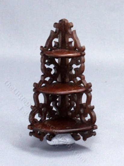 (image for) Vintage Handmade Fretwork Corner Shelf for Dollhouses