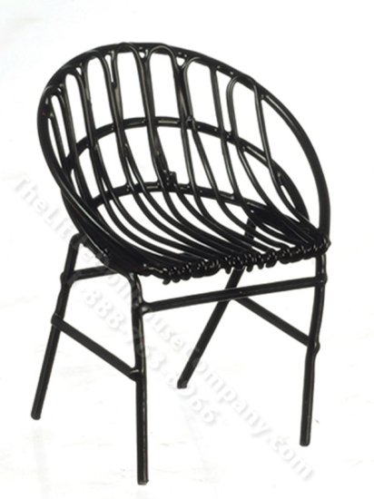 (image for) Miniature Black Wire Acapulco Chair for Dollhouses