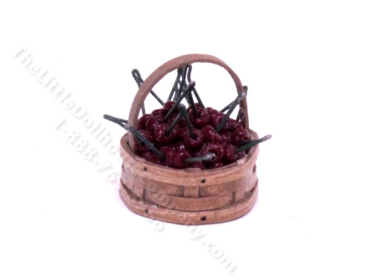 (image for) Miniature Handmade Basket of Cherries for Dollhouses