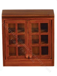 (image for) Dollhouse Miniature Walnut Upper Kitchen Cabinet