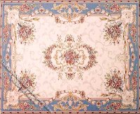 (image for) Dollhouse Scale Model Rectangular Pinkish White & Blue Rug