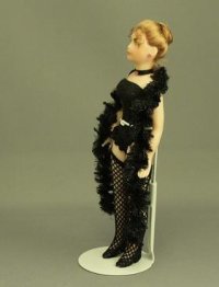 (image for) Lady Doll in Black with Feather Boa by Cindy's Dolls