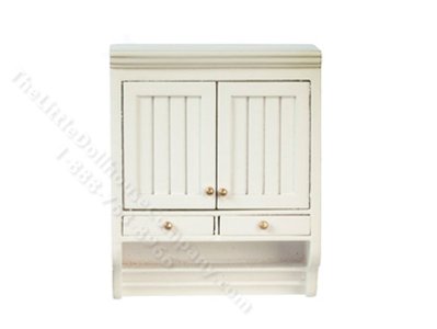 (image for) Miniature White Farmhouse Upper Cabinet For Dollhouses