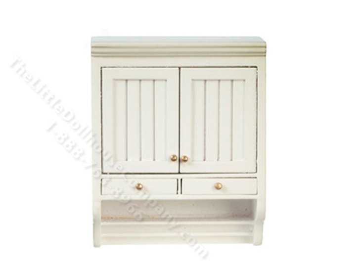 (image for) Miniature White Farmhouse Upper Cabinet For Dollhouses