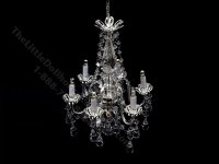 (image for) Miniature Battery Operated 6-Arm Silver Crystal Column Chandelier with Wand