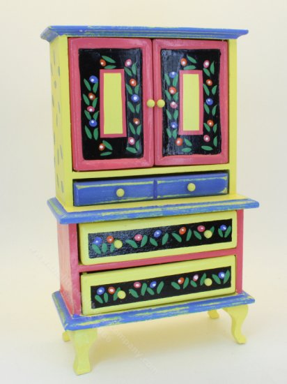 (image for) Colourful Tulips Shabby Colour Block Hutch