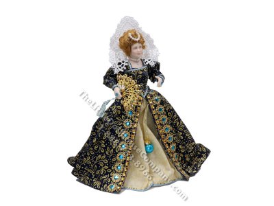 (image for) Miniature Handcrafted Vintage Elizabethan Woman with Blue Pearl