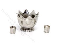 (image for) Miniature Silver Punch Bowl and Cups for Dollhouses