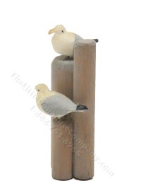 (image for) Vintage Miniature Seagulls on Wood Pilings for Dollhouses