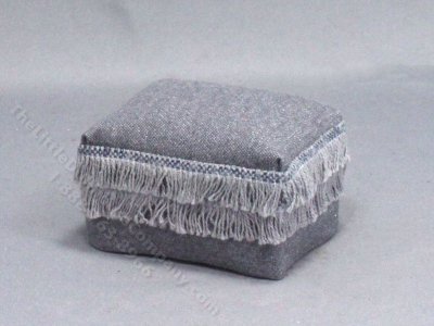 (image for) Miniature Grey Fringed Ottoman for Dollhouses