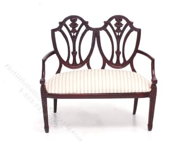 (image for) Miniature Padded Mahogany Two-Seat Sofa for Dollhouses