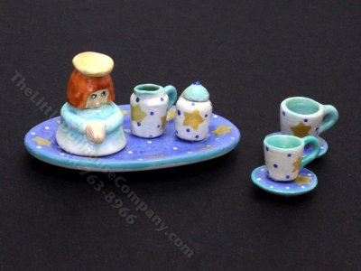 (image for) Miniature Ceramic Angel Tea Set for Dollhouses