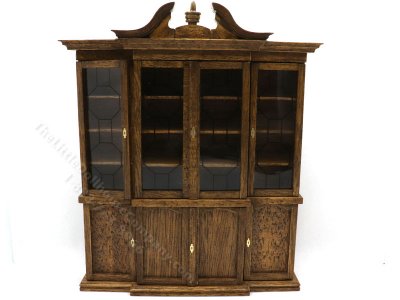 (image for) Miniature Handmade Walnut Glass Fronted China Cabinet