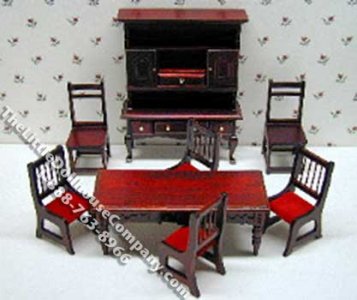 (image for) Miniature Mahogany 8 Piece Living Room Set for Dollhouses