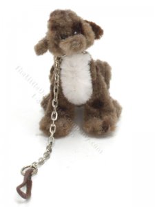 (image for) Miniature Brown Dog on Leash by Sue Wilkes of Shoebutton Bears