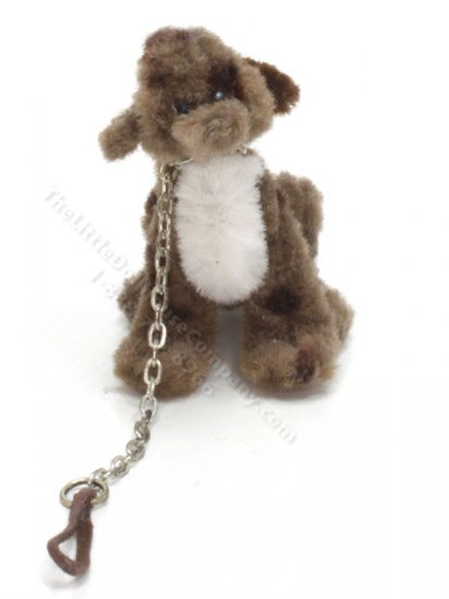 (image for) Miniature Brown Dog on Leash by Sue Wilkes of Shoebutton Bears