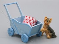 (image for) Miniature Blue Wooden Push Cart Toy by Pierluigi
