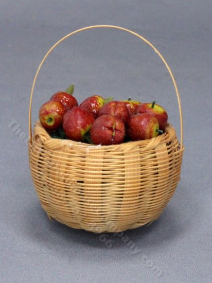 (image for) Miniature Woven Basket of Apples for Dollhouses