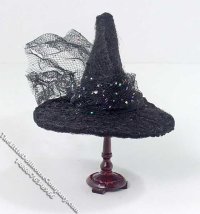 (image for) Black Witch Style Hat by Bette Jo Chudy for Dollhouses