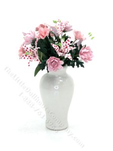 (image for) Miniature Vase of Pink Lilies and Roses