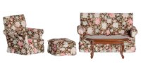 (image for) Dollhouse Miniature Floral Living Room Set (4pc)