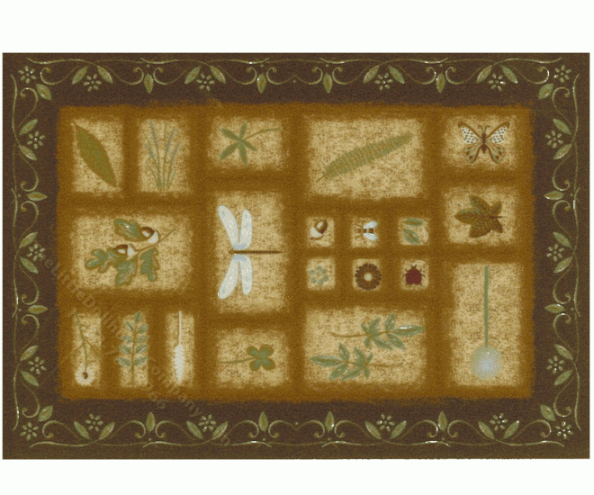 (image for) Miniature Small Scale Rug Featuring Plants and Insects