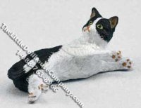 (image for) Dollhouse Scale Model Laying Black & White Cat