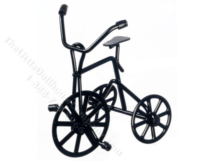 (image for) Miniature Black Tricycle for Dollhouses