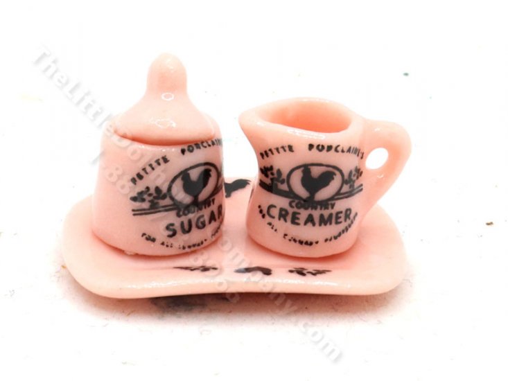 (image for) Miniature Country-style Sugar Bowl and Creamer Pink