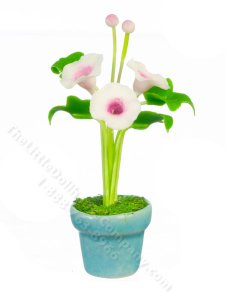(image for) Miniature Morning Glories in a Pot for Dollhouses