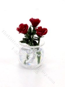 (image for) Miniature Glass Bowl of Red Roses