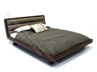 (image for) Miniature Wenge Wood Platform Bed with Bedding by PRD Miniatures