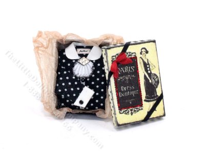 (image for) Miniature Blac and Whit Polka-Dot Blouse by Judith Blondell