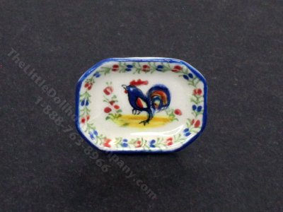 (image for) Miniature Porcelain Quimper Rooster Plate by Janice Crawley