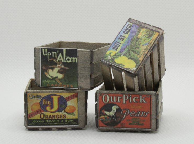 (image for) Miniature Weathered Crates with Vintage Labels, Medium