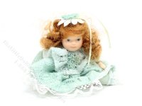 (image for) Miniature Green Cameo Kid Girl for Dollhouses